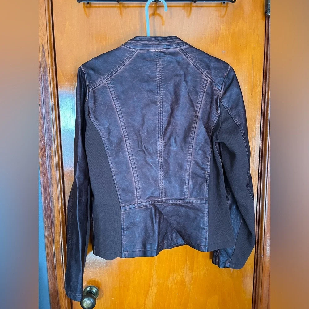 Women’s Maurices Brown Faux Leather Moto Jacket - Picture 5 of 9